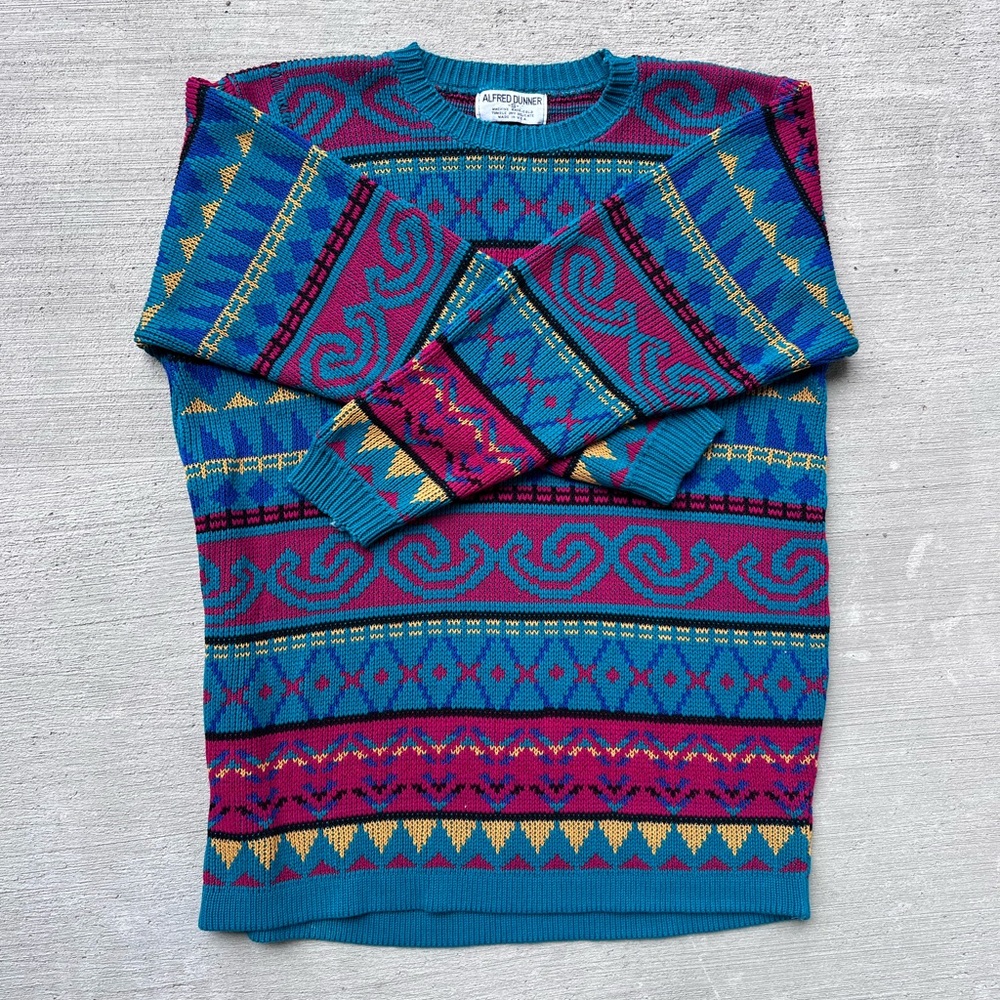 Vintage 80s Sweater Alfred Dunner with Collar Pull Over Size S USA